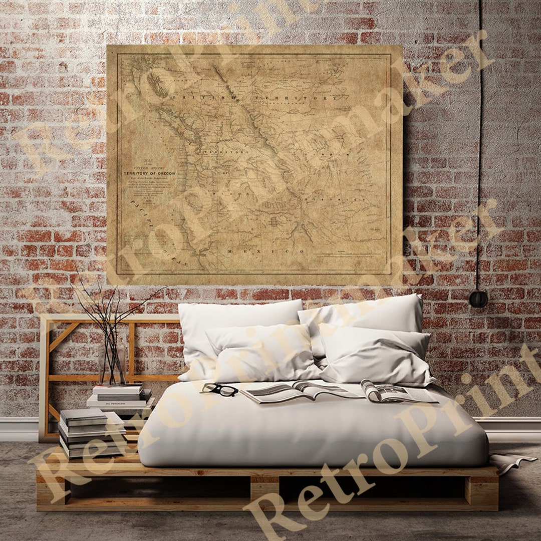 Map of Oregon Territory, West of the Rocky Mountains. Vintage ...