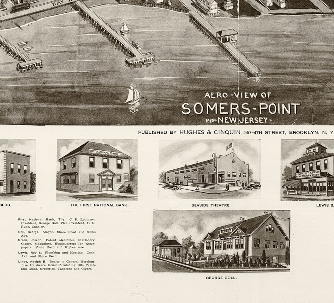 Map of Somers Point Atlantic Co. New Jersey 1925. Vintage Etsy