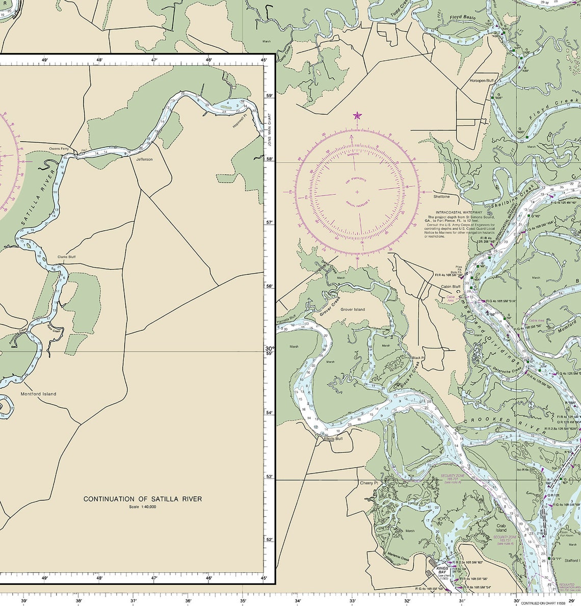 Nautical Charts of St Andrew Sound and Satilla River. Etsy