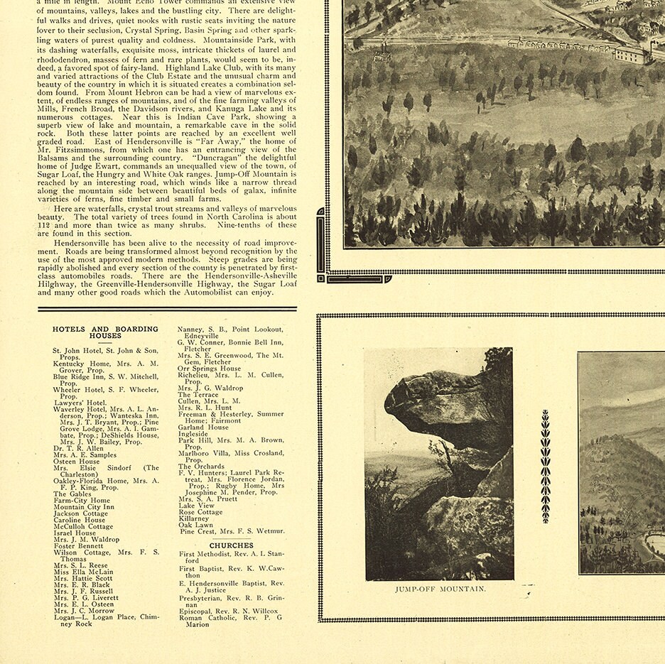 Map of Hendersonville Henderson Co. North Carolina N.C. 1913 Etsy
