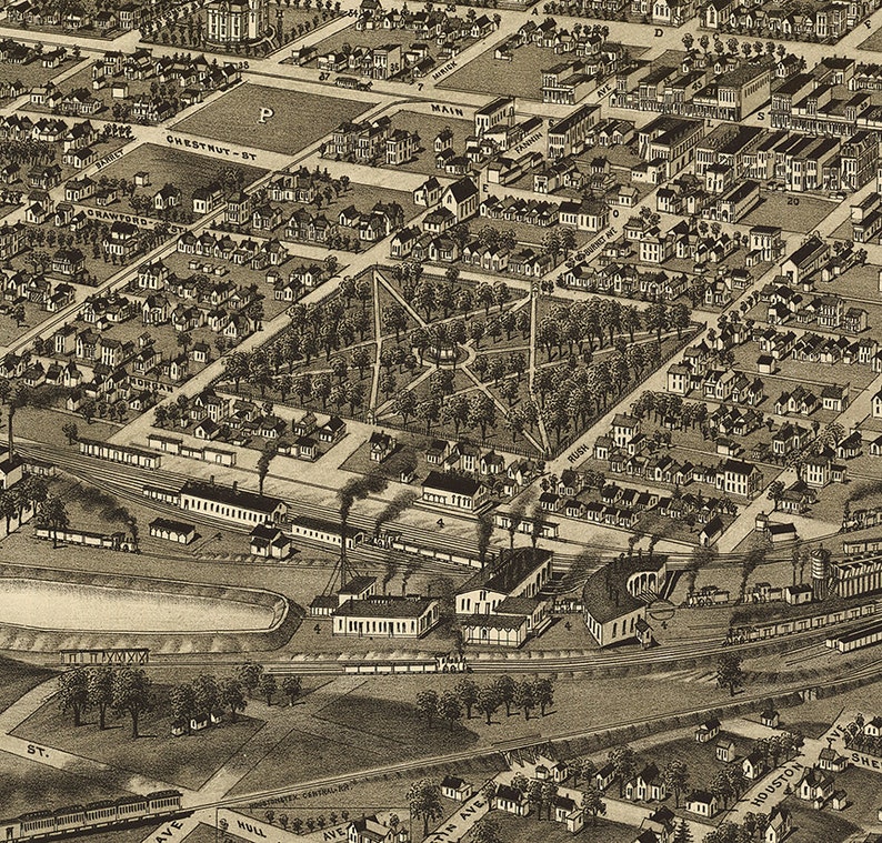 Map of Map of Denison Texas TX Grayson County 1886. Vintage Etsy