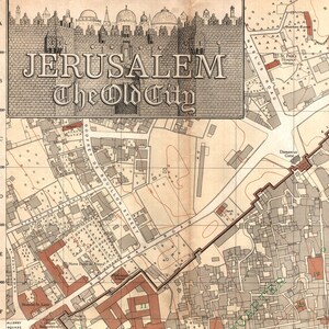 Map of Jerusalem, the Old City, 1924. Vintage Home Deco Style Old Wall ...