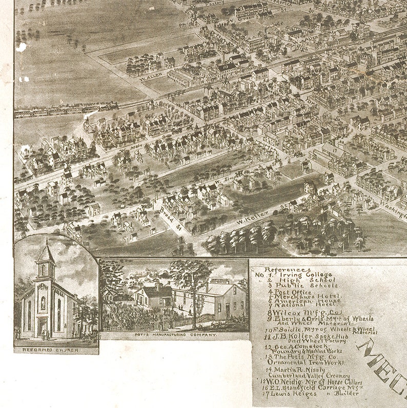 Map of Mechanicsburg Cumberland County Pennsylvania PA Etsy