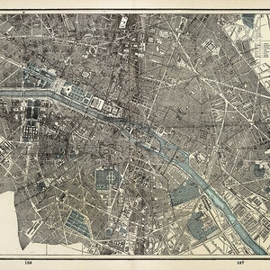 Landkarte von Paris, Frankreich, herausgegeben zum Gedenken an die Weltausstellung in Chicago Kolumbien 1893. Vintage Reproduktion  Erhältlich in den Größen.
