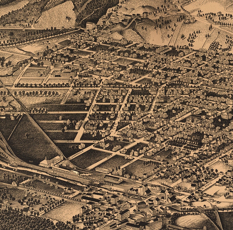 Map of Ithaca Tompkins County Cayuga Heights NY 1882. Etsy