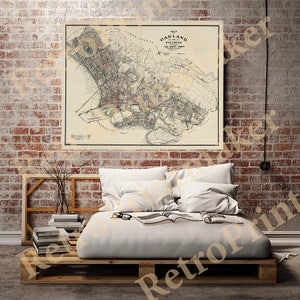 Oakland California Street Map Reproduction Print, Vintage East Bay Transit Poster, Antique Lake Merritt Alameda Wall Art