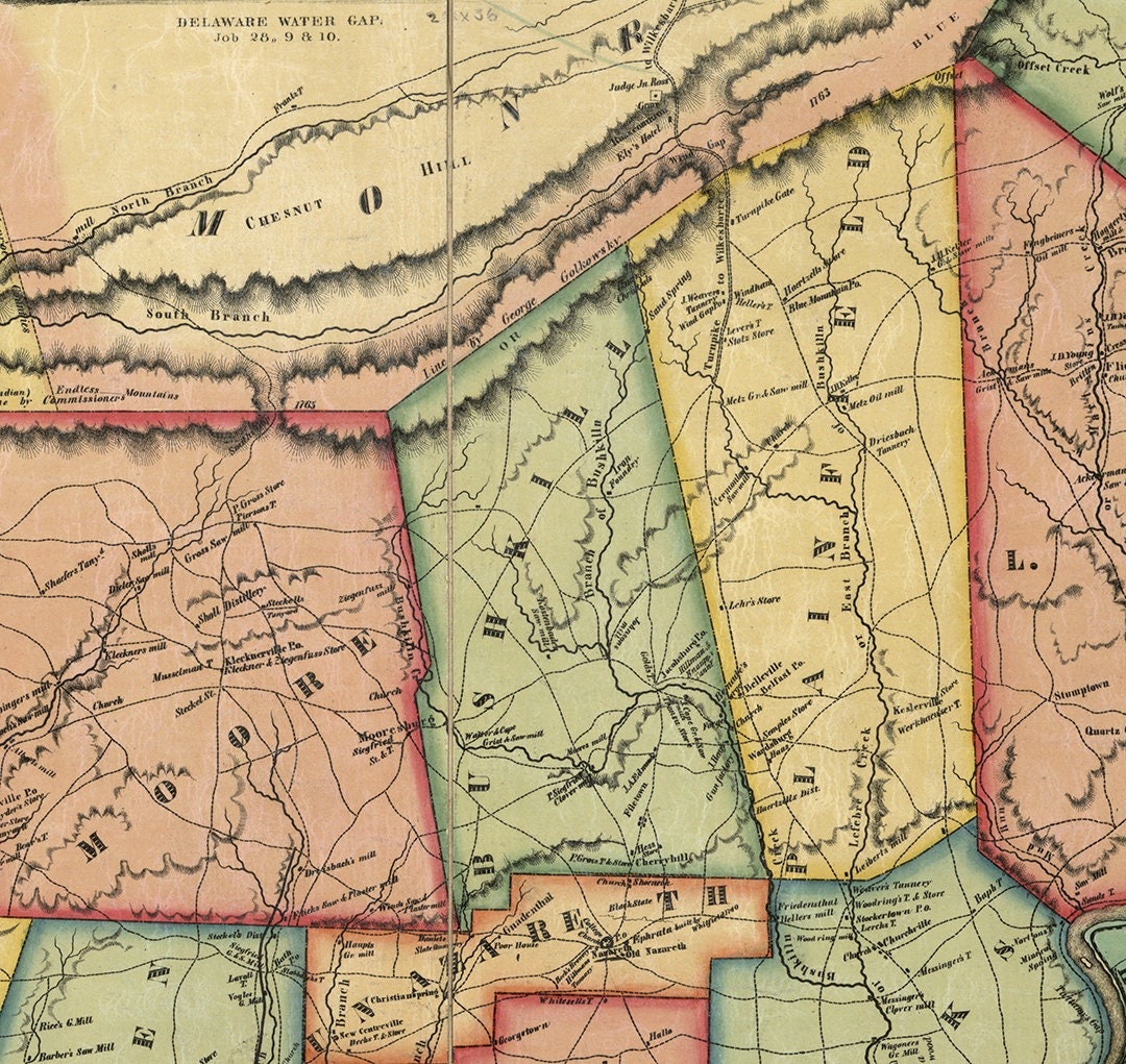 Map of Northampton County. Pennsylvania PA 1851. Etsy