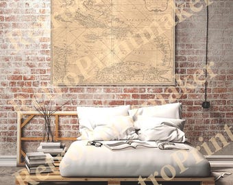 West Indies Map Reproduction Print, Vintage Caribbean Islands Poster, Antique American Revolution Maritime Wall Art