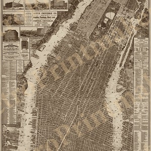 Manhattan, New York City. Taylor, Will L. Galt Hoy 1879.  With Manhattan Beach. New York & Manhatten Beach R.R.  Reproduction Map