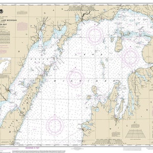 Seekarte des nördlichen Ende des Lake chicigiums inklusive Green Bay 14902 Lake Lake Griffin Leelanau Beaver Island Wandkarte Reproduktion.