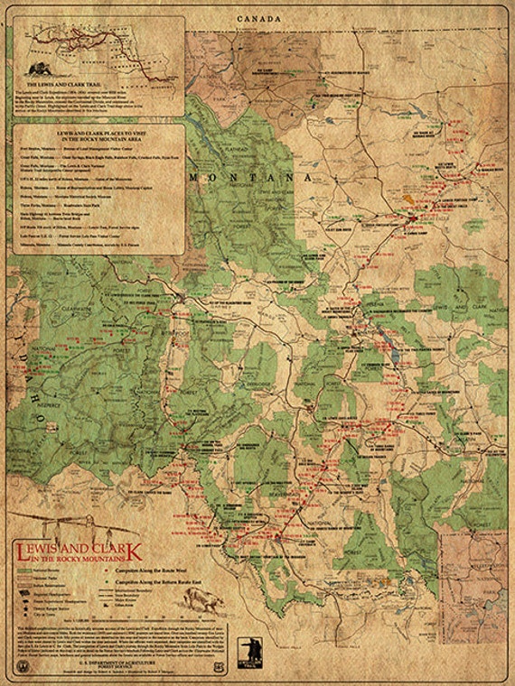 Lewis and Clark inside of the Rocky Mountains. Classic recovery components house Deco Design aged wall duplicate map print. graphic relating to Lewis and Clark Printable Map referred to as Lewis and Clark inside the Rocky Mountains. Classic recovery components dwelling Deco Layout outdated wall replica map print.
