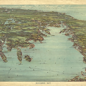 Karte von Buzzards Bay, Massachusetts, MA Vintage-Restaurierung Hardware alte Wand Reproduktion Karte Drucken.