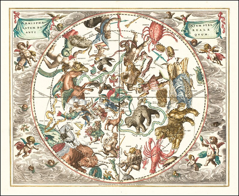 Celestial Chart by Andreas Cellarius - Haemisphaerium Stellatum Boreale ...
