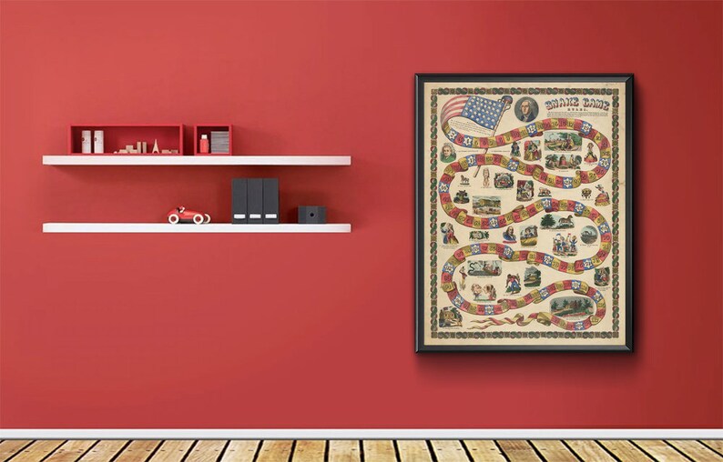 Snake game rules. Game Board. Vintage reproduction Etsy