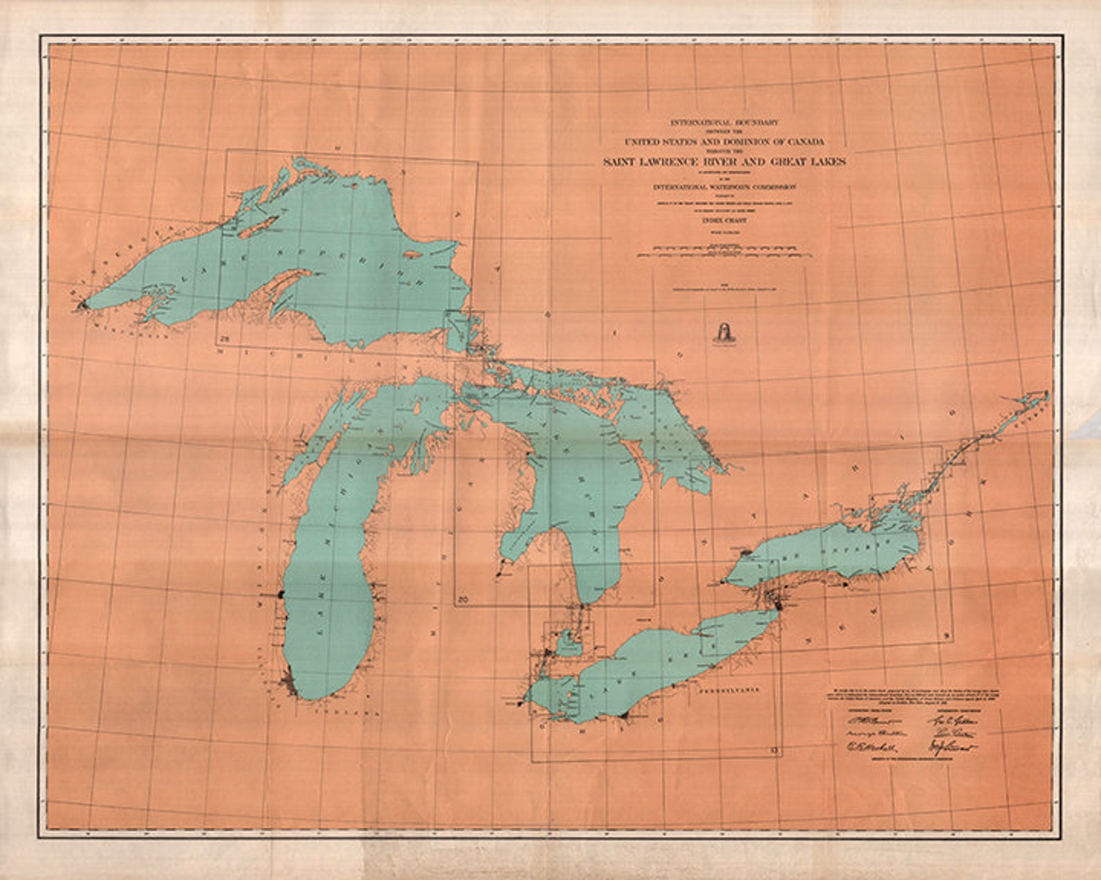 Map of St. Lawrence River and Great Lakes International Etsy