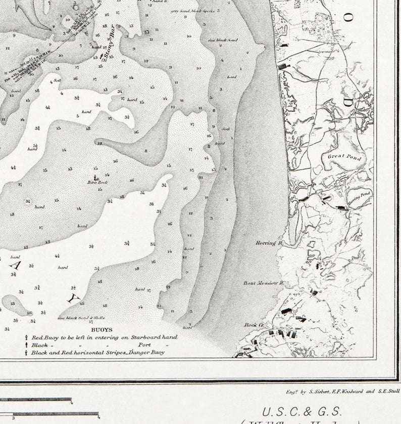 Map of Wellfleet Harbor Nautical charts Massachusetts Ma. Etsy