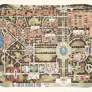 Piktogramm-Karte des Brookfield Zoos (Chicago Zoologie-Park). Home Deco Stil Alte Reproduktion.