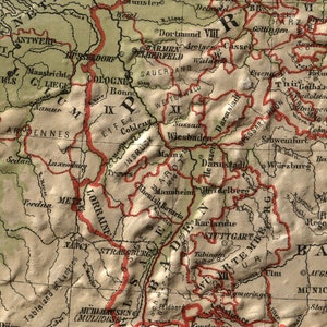 Carte de l'Allemagne, 1880. Reproduction de carte murale ancienne de style déco maison vintage. image 3