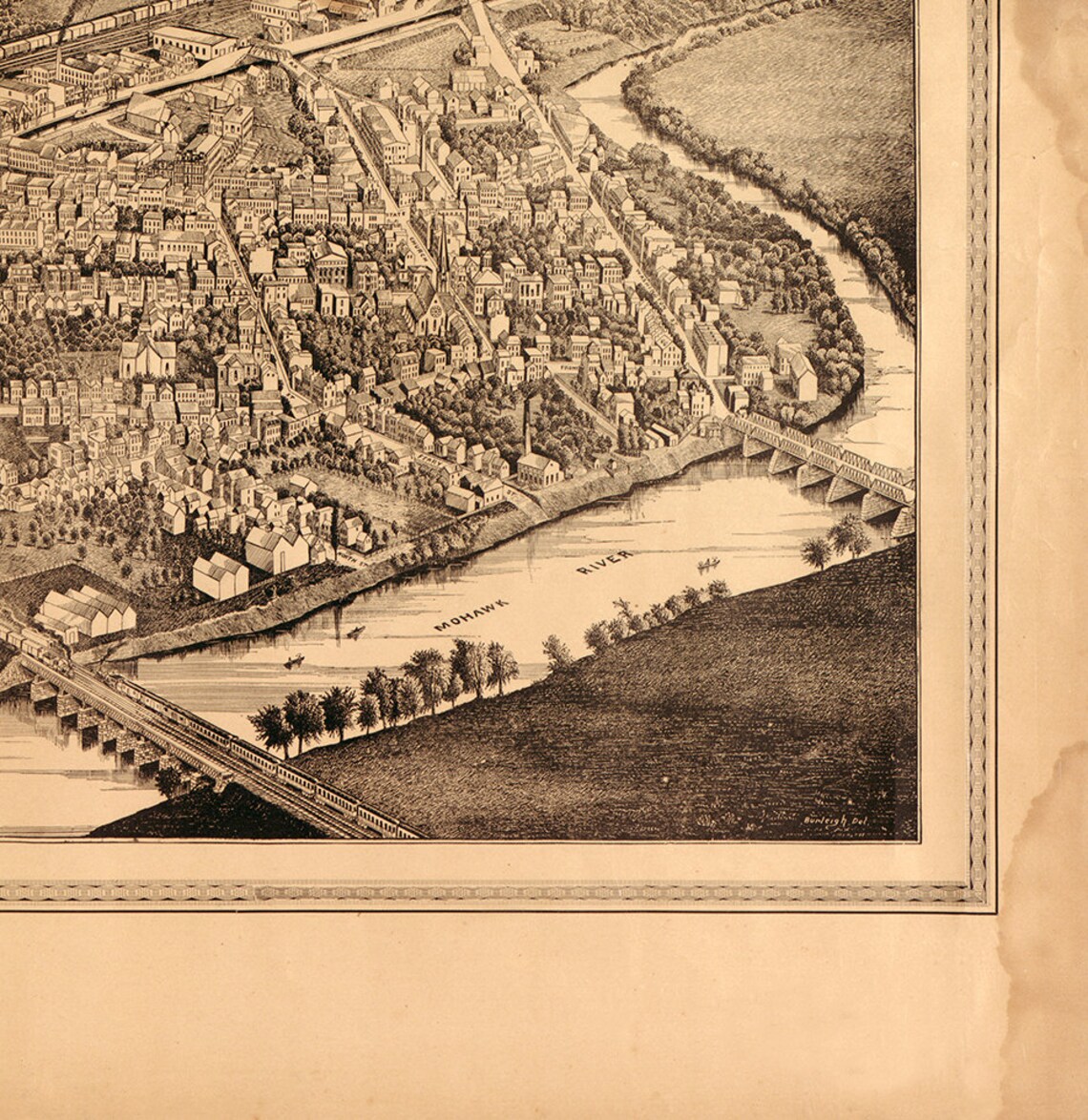 Map of Schenectady New York NY. 1882. Vintage Restoration Etsy