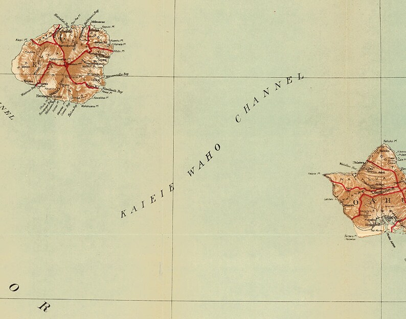 Map of Hawaii 1918. Restoration Hardware Home Deco Style Old Etsy