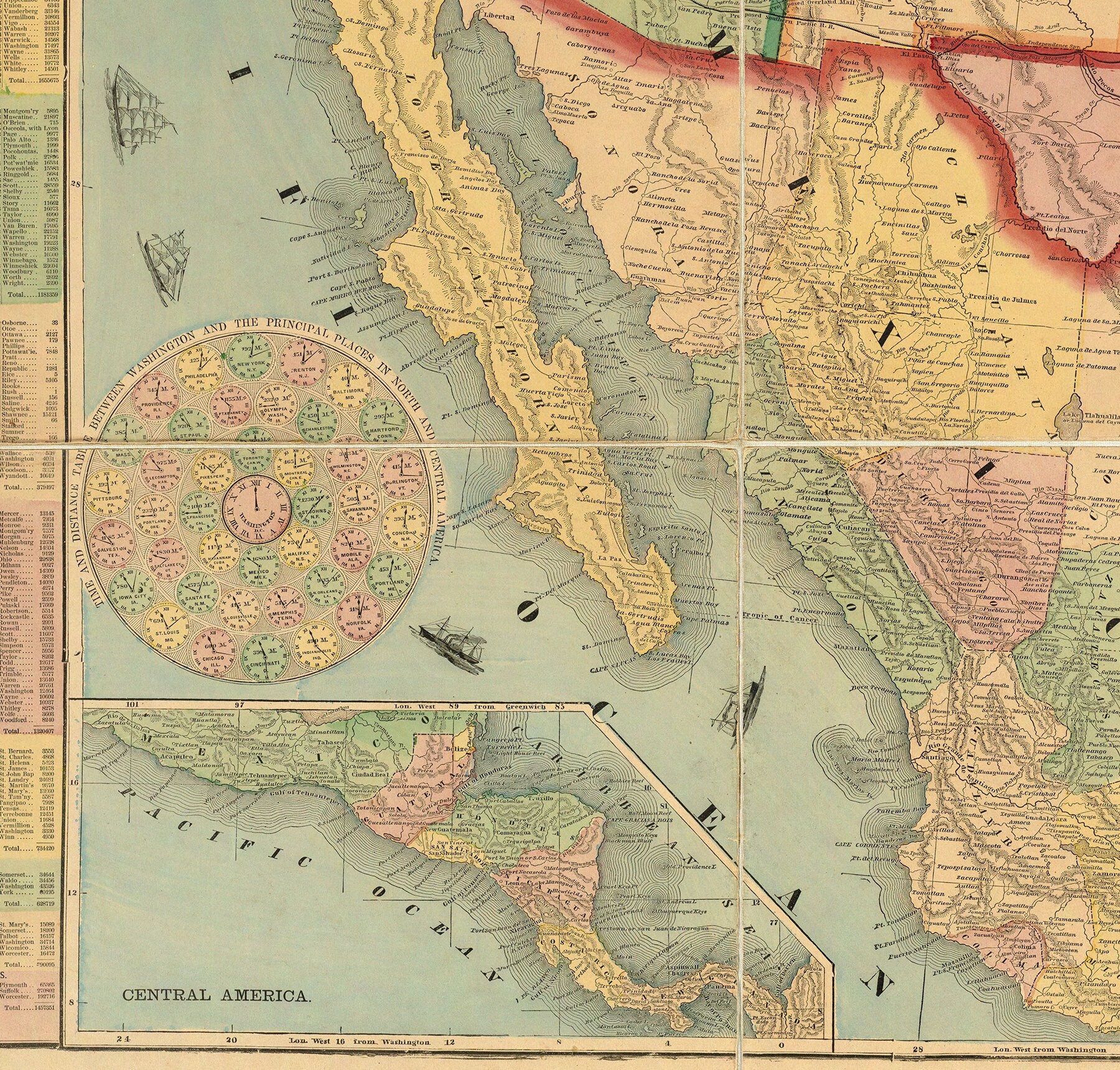 Map of the American Union Railroad Map of the United States. Vintage ...