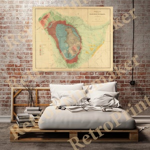 May include: A vintage map of the Black Hills of Dakota, showing geological formations in various colors. The map is printed on paper and has a worn, aged look.