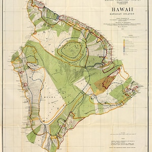 Karte von Hawaii, 1906. Restauration Hardware Home Deco Stil alte Mauer Vintage Reprint.