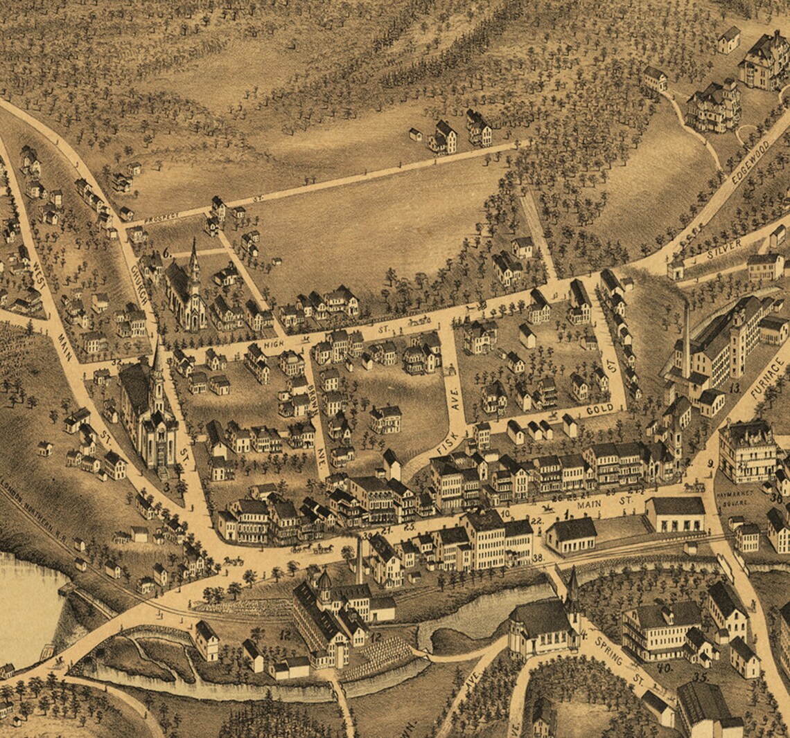 Map of Stafford Springs Tolland County Connecticut CT 1878 Etsy