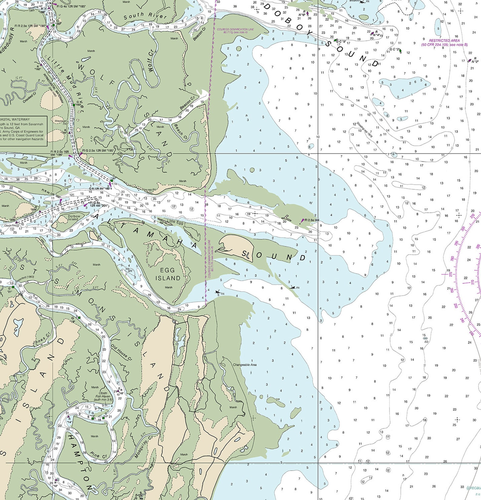 Nautical Charts of Altamaha Sound. 11508. Wolf Etsy