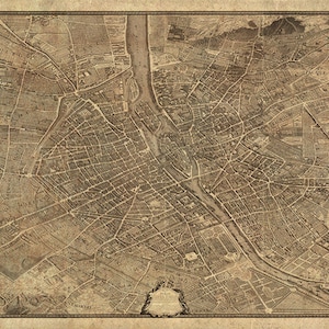 Mapa de París, Francia, 1739, de Michel-Étienne Turgot. Mapa muy detallado. Reproducción vintage de Restoration Hardware, estilo Home Deco.