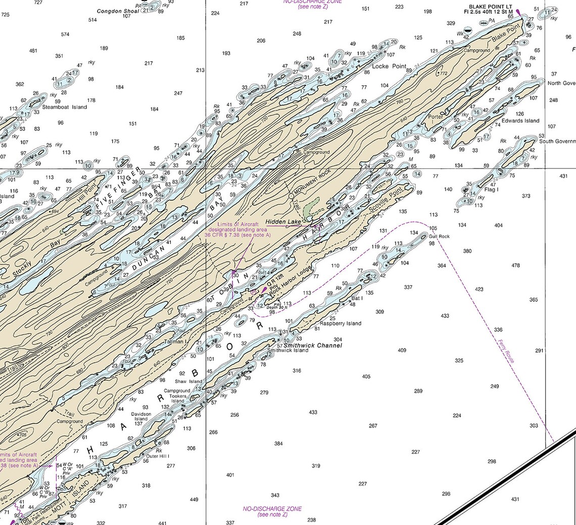 Nautical charts of Isle Royale Lake Superior. Michigan.  Etsy