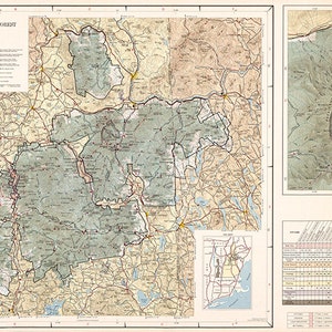White Mountain National Forest, New Hampshire- Maine, 1967. Vintage-Restaurierung Hardware-home Deco-Stil alte Wand Reproduktion Karte drucken.