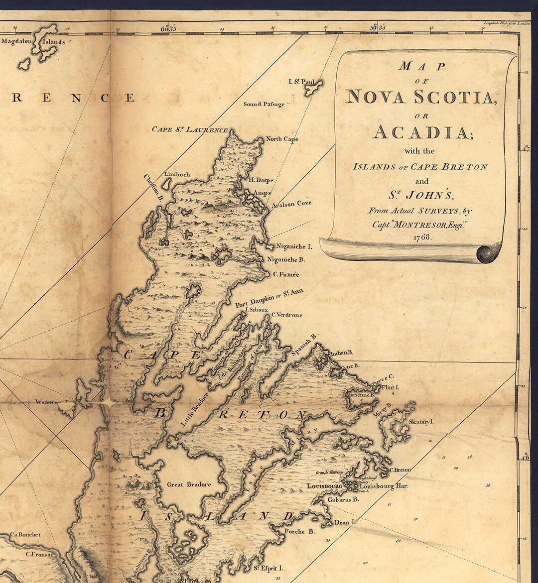 Map of Nova Scotia, or Acadia, With the Islands of Cape Breton and St ...