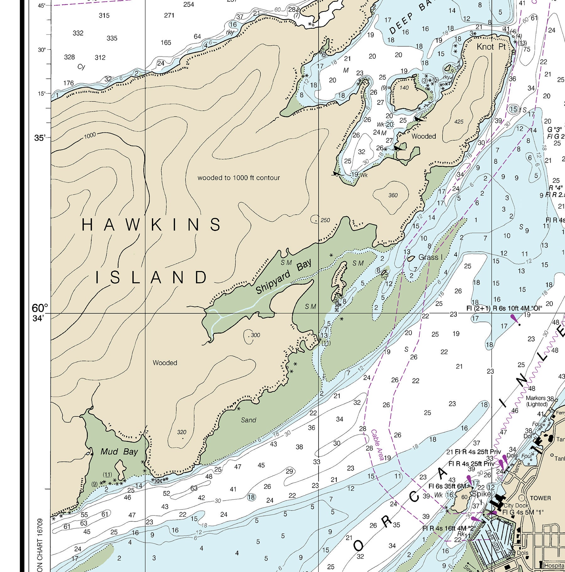 Orca Bay & Inlet to Cordova Map – NOAA Nautical Chart 16710 ...