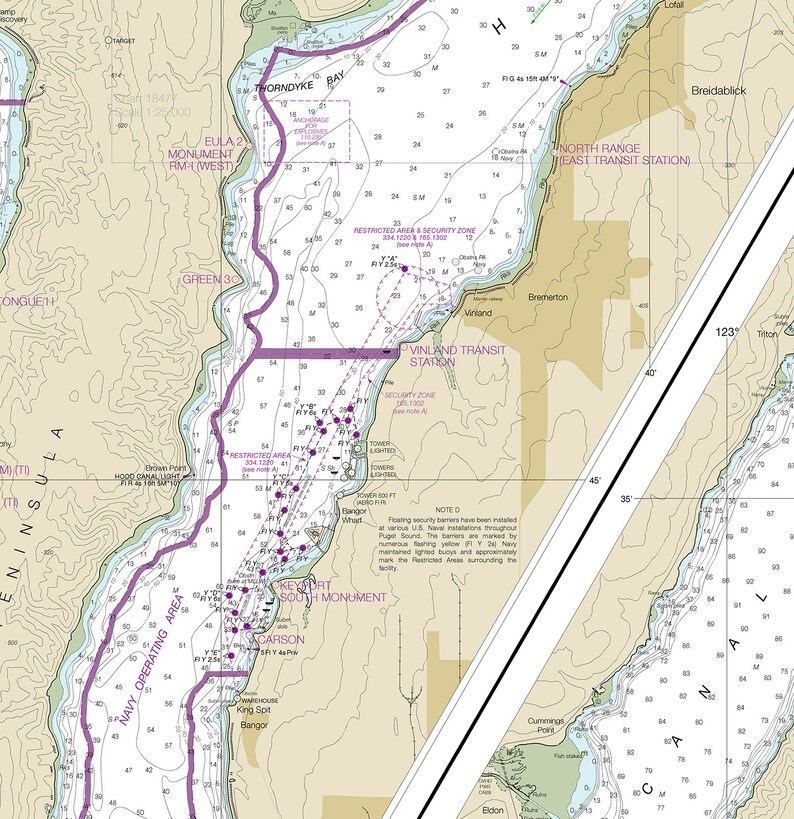 Nautical Charts of Puget Sound. Hood Canal and Dabob Bay 18476 Etsy UK