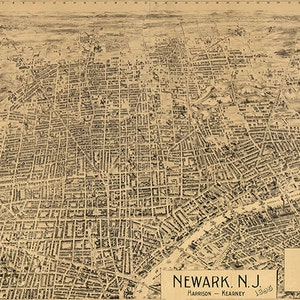 Karte von Newark, Essex Co., New Jersey (NJ) 1895; Vintage-Restaurierung Hardware-home Deco-Stil alte Wand Reproduktion Karte Drucken.