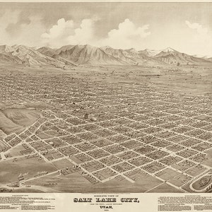 Salt Lake City, Utah 1875 Vintage Restauration Hardware home Deco Stil alte Wandkarte