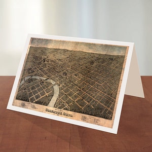 Tarjeta de felicitación de Columbus, condado de Franklin, Ohio, 1872. Fowler & Bailey. Impresión giclée de un mapa histórico vintage.