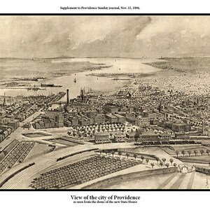 Providence, Rhode Island, RI, vista desde la cúpula del nuevo Capitolio Estatal. Suplemento del diario dominical de Providence, 1896.