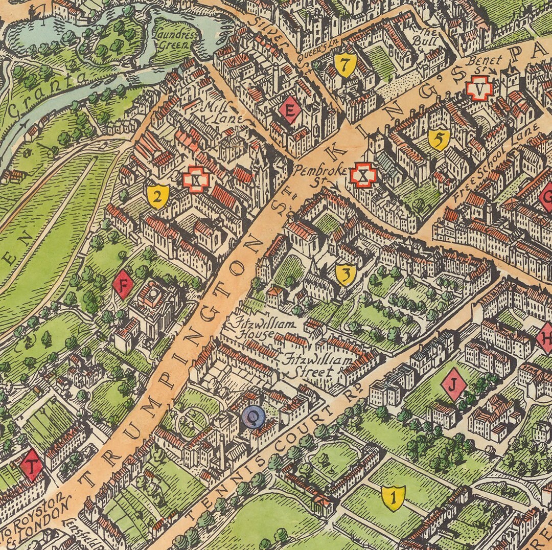 ケンブリッジ（英国）の地図。レストレーション・ハードウェア社製