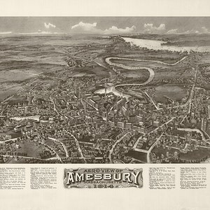 Amesbury, condado de Essex, Massachusetts, MA, 1914. Reimpresión vintage de pared antigua de estilo decorativo para el hogar de Restoration Hardware.