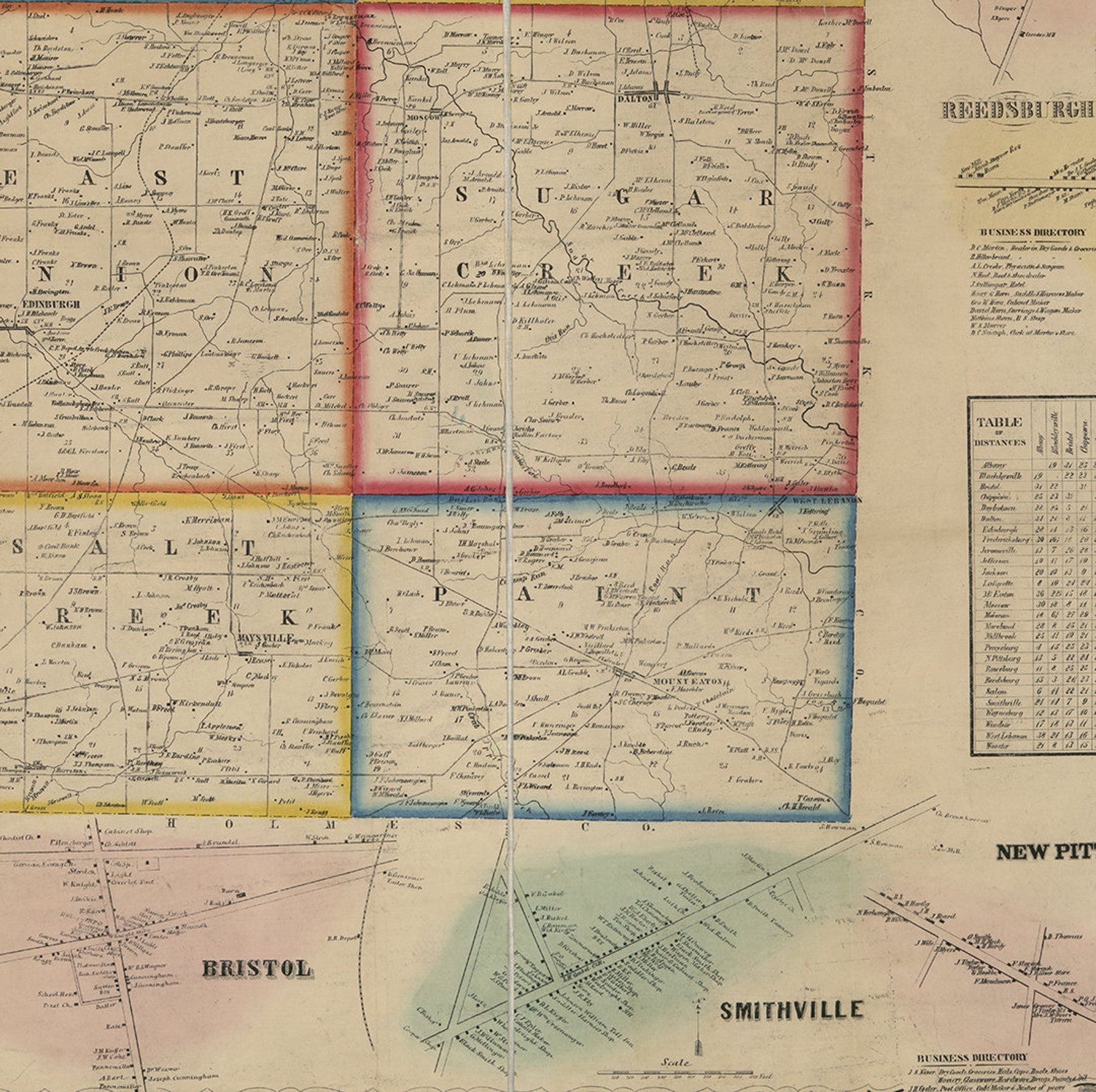 Map of Wayne County Pennsylvania PA 1856. Vintage Etsy