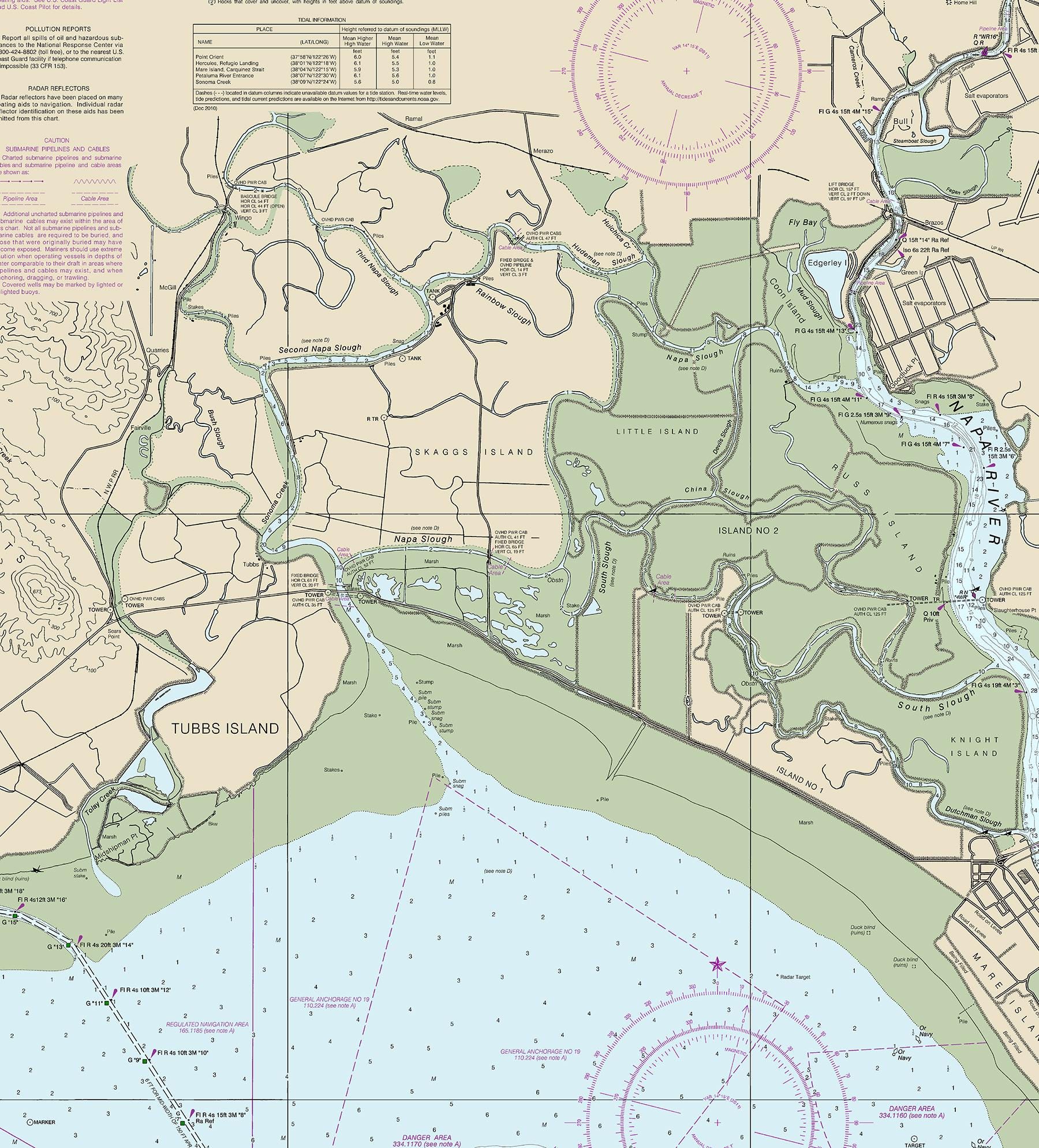 San Pablo Bay Nautical Chart – NOAA 18654 Map Reproduction Print ...