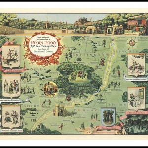 Reproduction Print of Adventures of Robin Hood and his merry men.