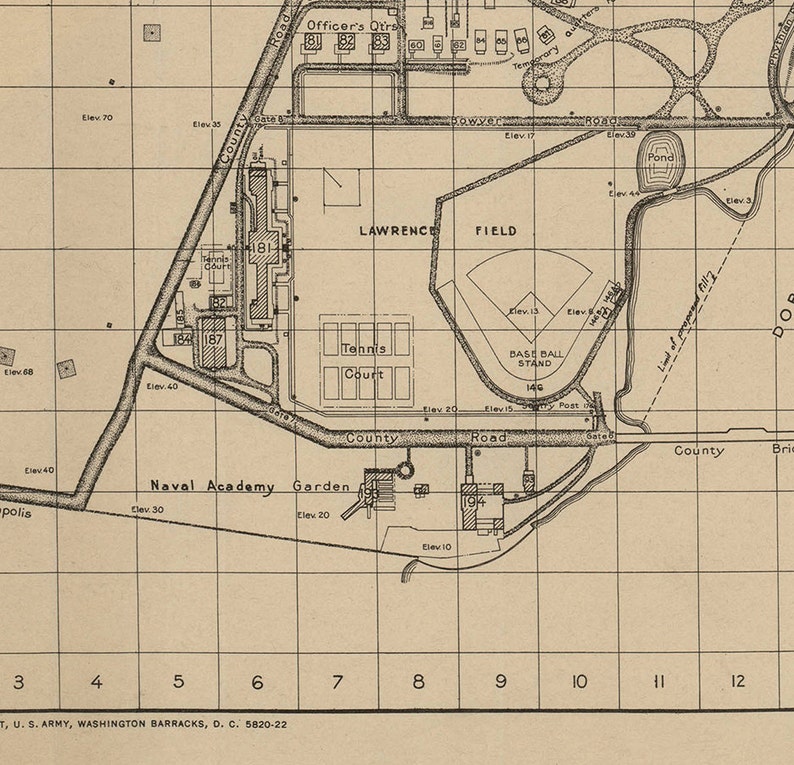 Map of US Naval Academy Annapolis Maryland 1924. Vintage Etsy