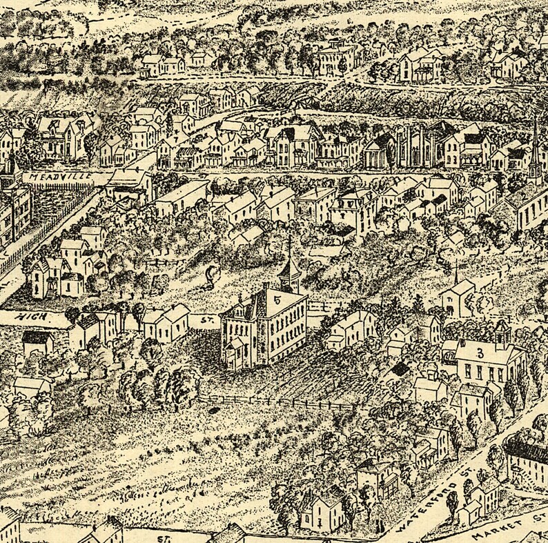Map of Edinboro Erie Co. Pennsylvania PA 1898. Restoration Etsy