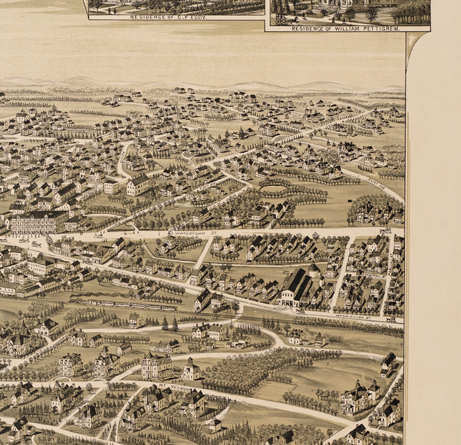 Map of West Newton Massachusetts MA. 1890. Restoration Etsy