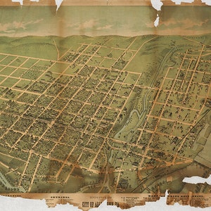 Carte d'Allentown, comté de Lehigh, Pennsylvanie, PA 1879. Reproduction giclée sur mur vintage de style déco maison.