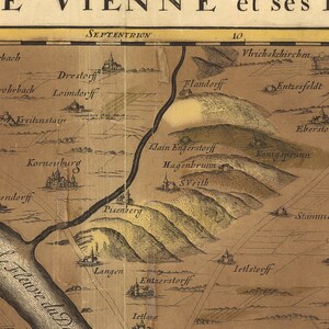 Map of Vienne, France, 1692. Restoration Hardware Home Deco Style Old Wall Map. Vintage Reproduction. image 7