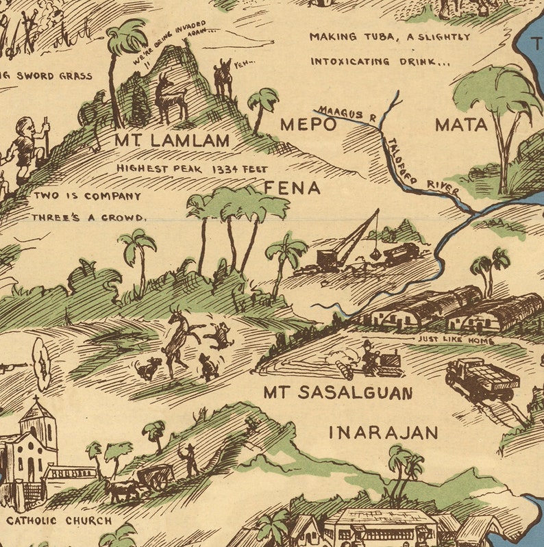 Map of Guam. Restoration Hardware Home Deco Style Old Wall Etsy